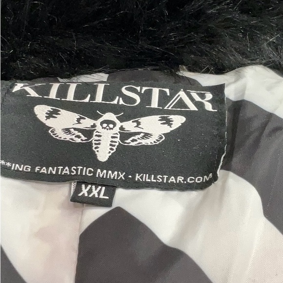 Killstar Black Leather Moto Jacket with Faux Fur Collar - Picture 3 of 4